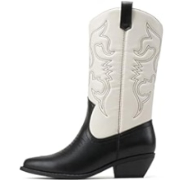 Retro Women Pointed Toe Embroidery High Heel Boots Western Cowboy Boots - Picture 2 of 7